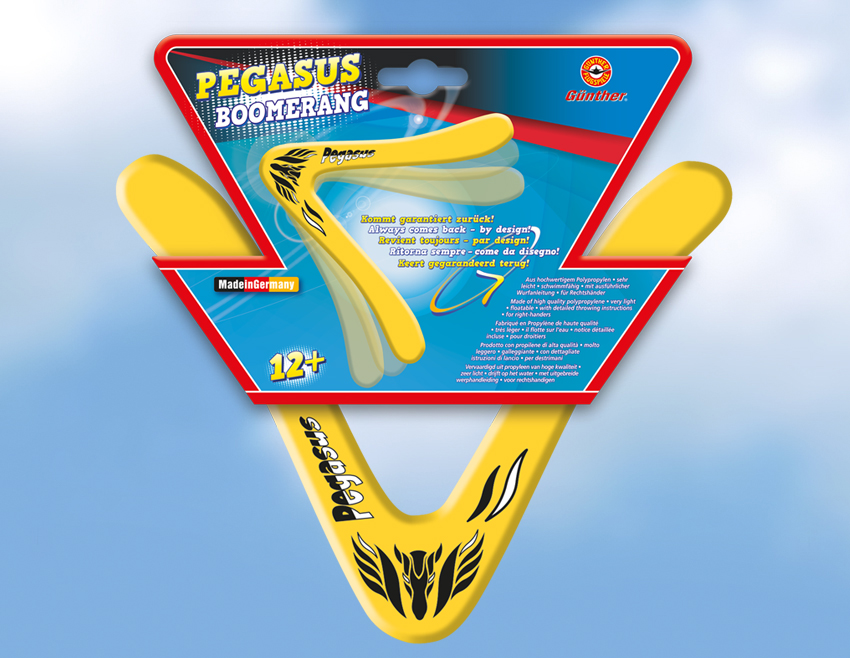 Günther Pegasus Boomerang ca 25cm Kindermoomerang Kinderspielzeug Flugspielzeug 