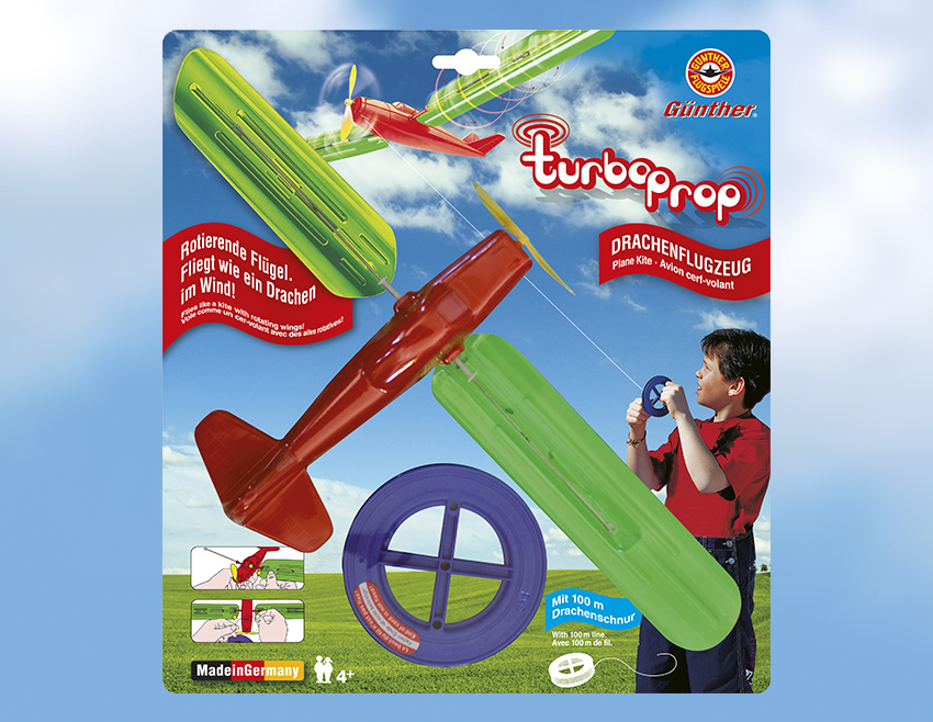 Günther TURBOPROP Flieger Drachenspiel mit rotierenden Flügel 48x21 cm